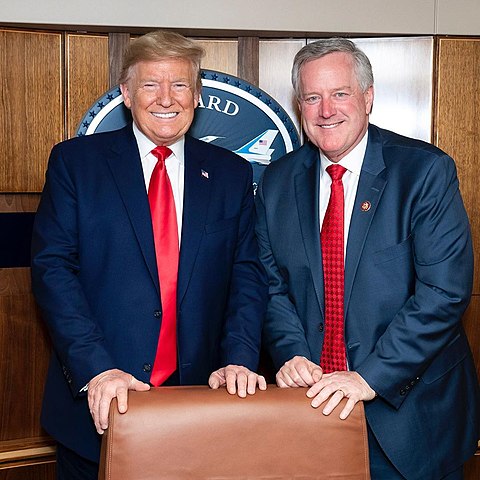 Donald Trump and Mark Meadows on Air Force One