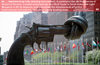USA: The bronze Knotted Gun Sculpture, by Swedish artist Carl Fredrik Reutersward, outside the United Nations headquarters in New York. (Photo Credit: UN Photo | genevadeclaration.org)