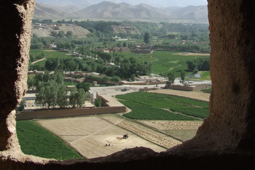 AFGHANISTAN: View of surrounding farmlands from within the caves at the 'Large Buddha' in Bamyan (Photo Credit: Central Intelligence Agency (CIA) - The World Factbook)