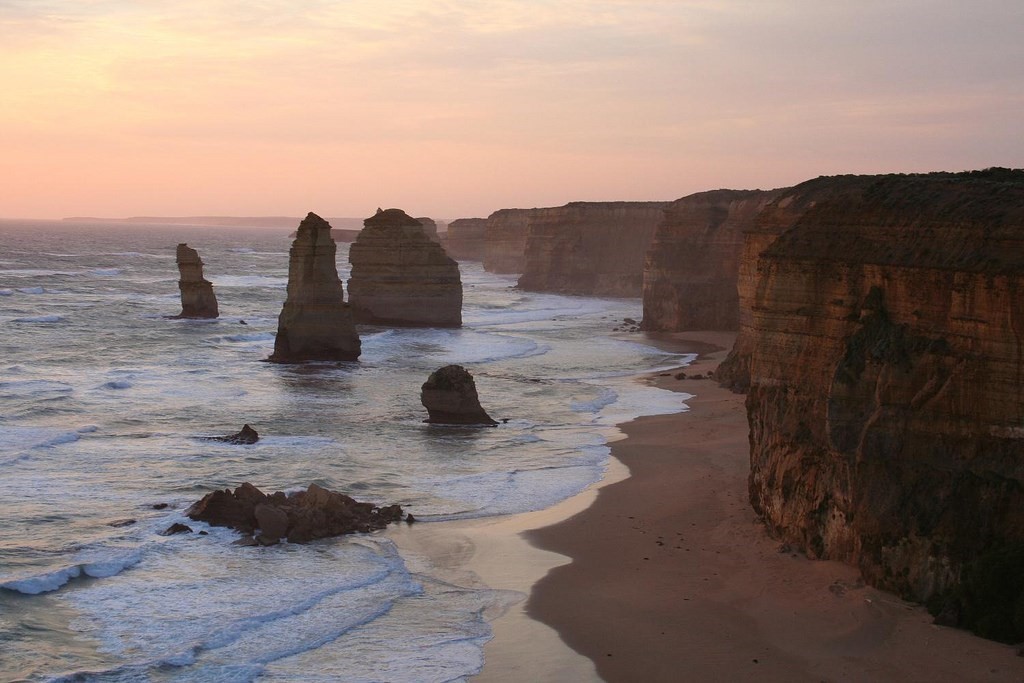 AUSTRALIA: Sunset over the limestone stacks known as The Twelve Apostles, Port Campbell National Park, Victoria (Photo Credit: Central Intelligence Agency (CIA) - The World Factbook)