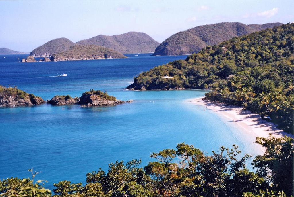 VIRGIN ISLANDS: Trunk Bay on Saint John; its beach, considered one of the Caribbean's most beautiful, even features an underwater trail (Photo Credit: Central Intelligence Agency (CIA) - The World Factbook)