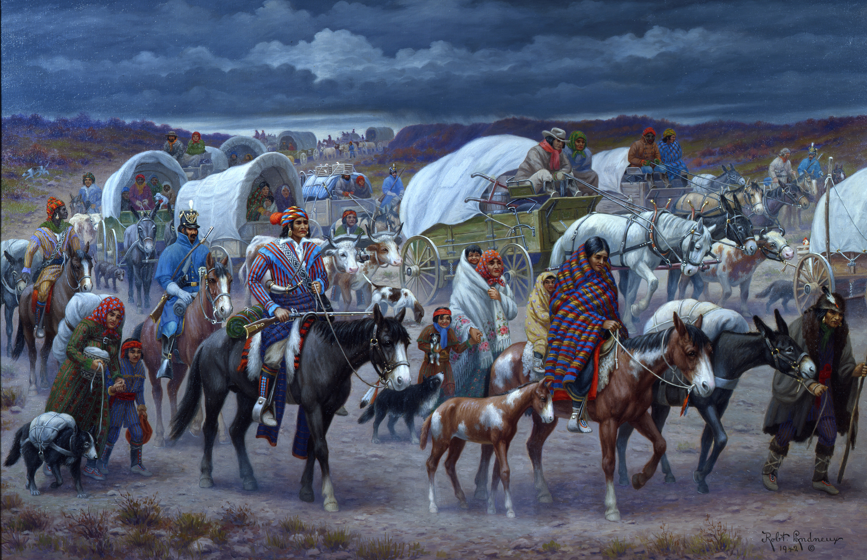 [Source: Smithsonian Institution. National Museum of the American Indian | Robert Lindneux (1871–1970). The Trail of Tears, 1942. Woolaroc Museum, Bartlesville, Oklahoma.]